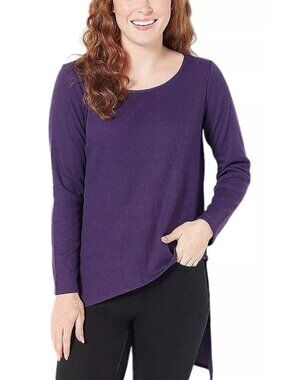 Attitudes by Renee Top Size XXS Asymmetric Hem Waffle Eggplant Poly Blend NEW